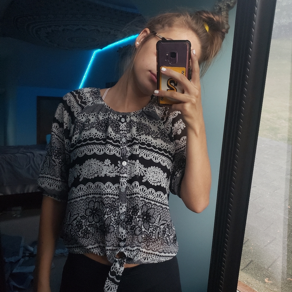 Patterned Button Down Top